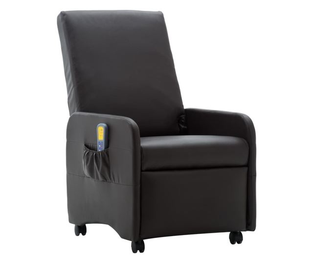 Naslonjač za masažu s nagibom, smeđi, eko koža