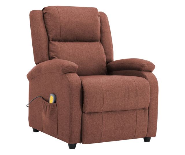 Naslonjač za masažu na razvlačenje, smeđi, tekstilni materijal