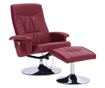 Naslonjač za masažu s tabureom, vinsko crvena, umjetna koža