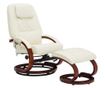 Masažna fotelja s taburetom, bijela krem, umjetna koža