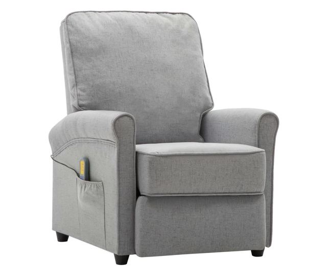 Naslonjač za masažu s nagibom, svijetlosiva, tekstilni materijal