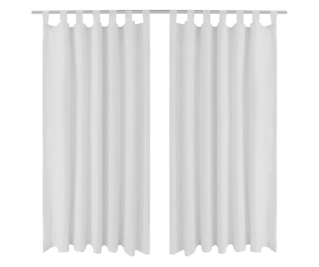 2 kosa belih satenasih zaves z obročki 140 x 245 cm