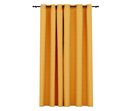 sárga vászonhatású sötétítőfüggöny fűzőkarikával 290 x 245 cm