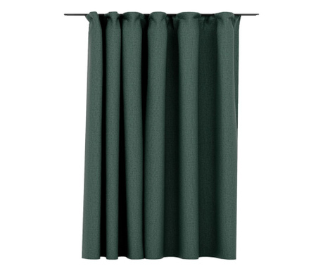 zöld vászonhatású sötétítőfüggöny kampókkal 290 x 245 cm