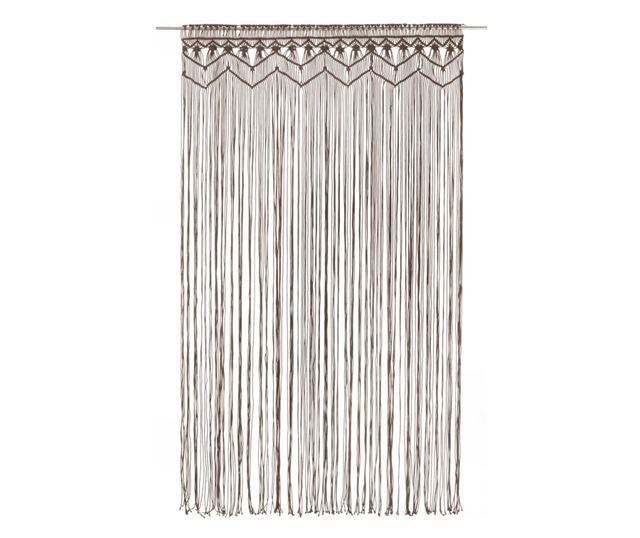Zavjesa s makrameom smeđe-siva 140 x 240 cm pamučna