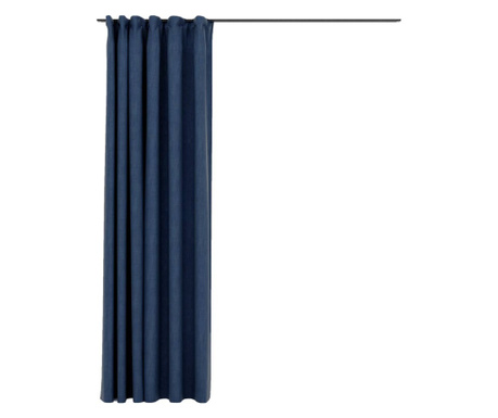 2 db kék vászonhatású sötétítőfüggöny kampókkal 290 x 245 cm