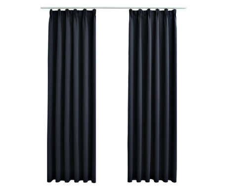 Zatemnitvene zavese z obešali 2 kosa antracitne 140x225 cm