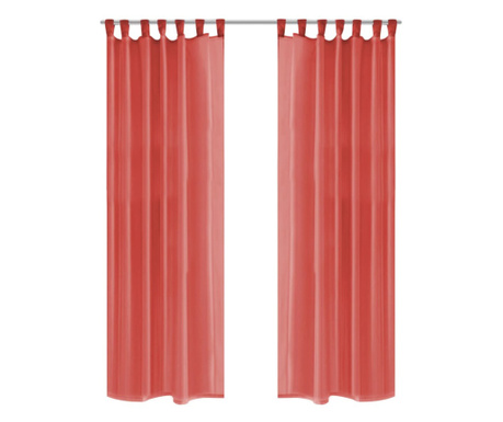 Prosojne zavese 2 kosa 140x225 cm rdeče barve