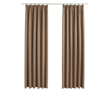 Draperii opace, 2 buc., gri taupe, 140 x 245 cm, cu cârlige