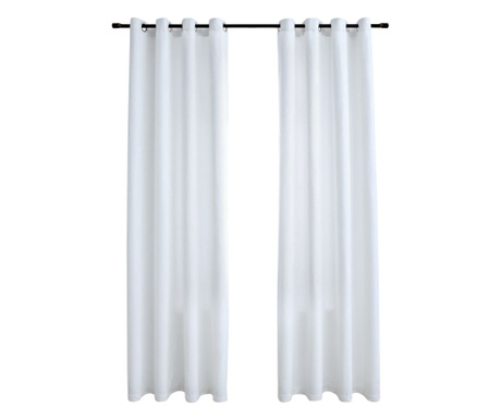 Затъмняващи завеси с метални халки, 2 бр, бели, 140x175 см