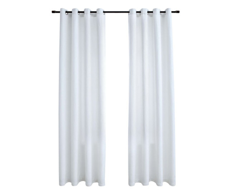 Затъмняващи завеси с метални халки, 2 бр, бели, 140x245 см