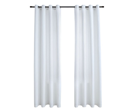 Затъмняващи завеси с метални халки, 2 бр, бели, 140x225 см