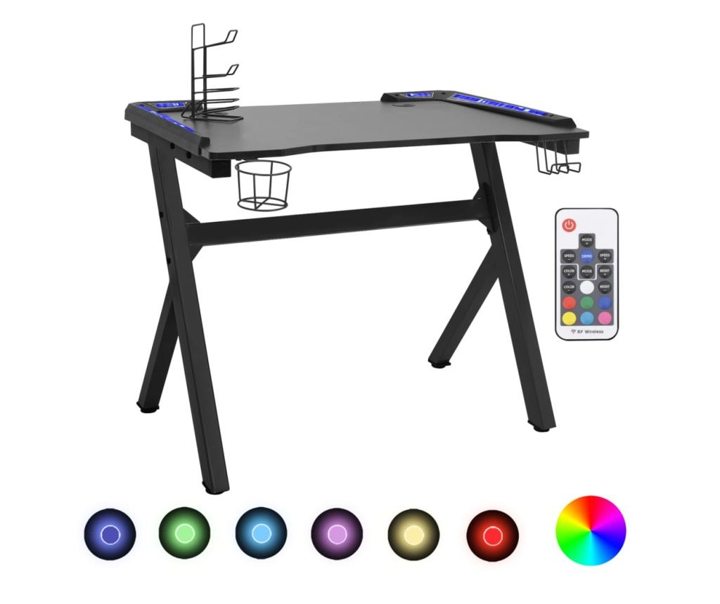 Gaming miza z Y obliko, črna, 110x60x75 cm, LED - 2