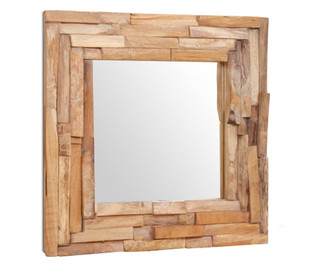 Καθρέφτης Διακοσμητικός Τετράγωνος 60 x 60 εκ. από Ξύλο Teak