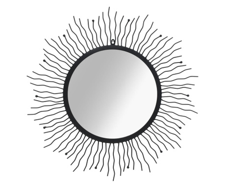 Стенно огледало, слънчеви лъчи, 80 см, черно