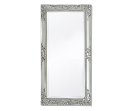 Oglindă verticală în stil baroc, 100 x 50 cm, argintiu