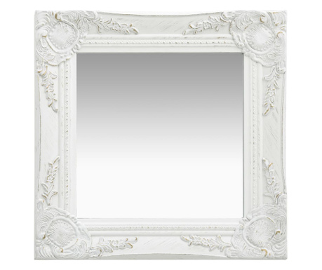 Stensko ogledalo v baročnem stilu 40x40 cm belo