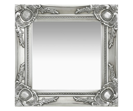 Стенно огледало, бароков стил, 40x40 см, сребристо