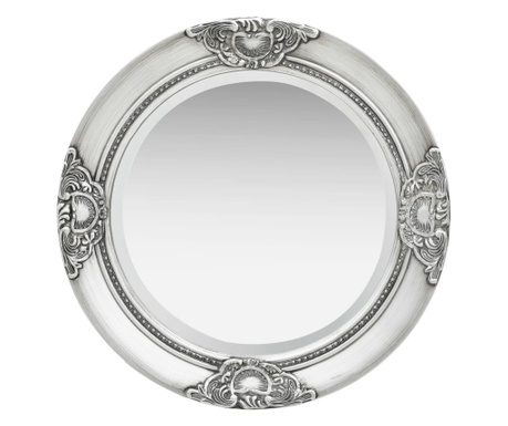 Стенно огледало, бароков стил, 50 см, сребристо