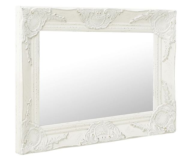 Oglindă de perete în stil baroc, alb, 50 x 40 cm