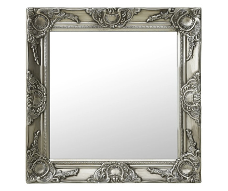 Oglindă de perete în stil baroc, argintiu, 50 x 50 cm