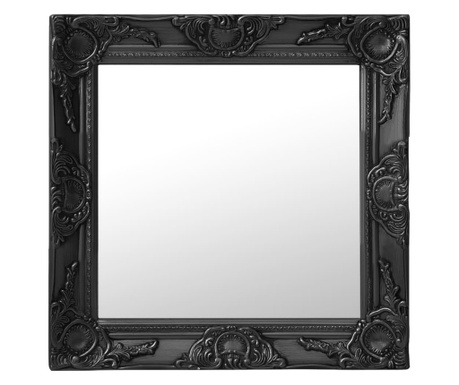 Oglindă de perete în stil baroc, negru, 50 x 50 cm