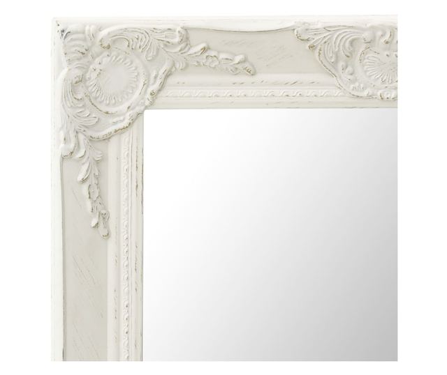 Oglindă de perete în stil baroc, alb, 50 x 60 cm