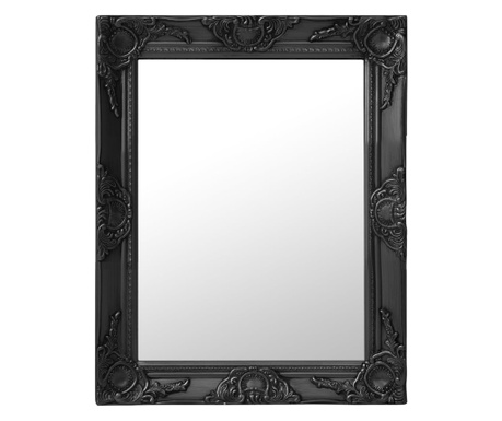 fekete barokk stílusú fali tükör 50 x 60 cm