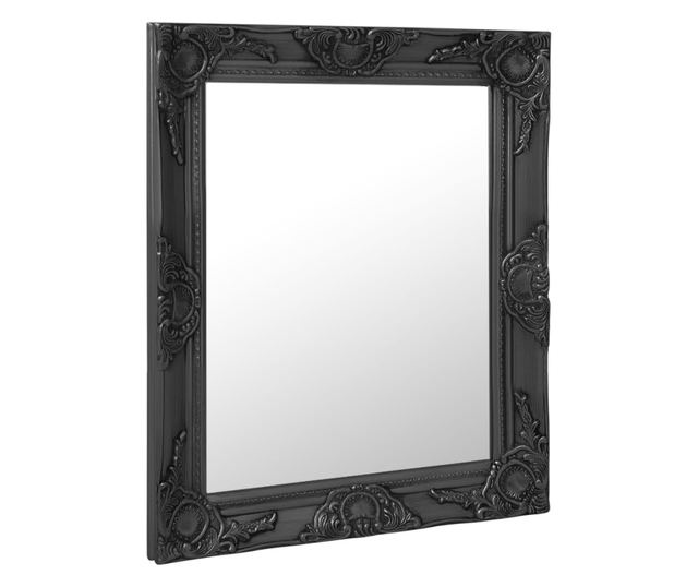 Oglindă de perete în stil baroc, negru, 50 x 60 cm