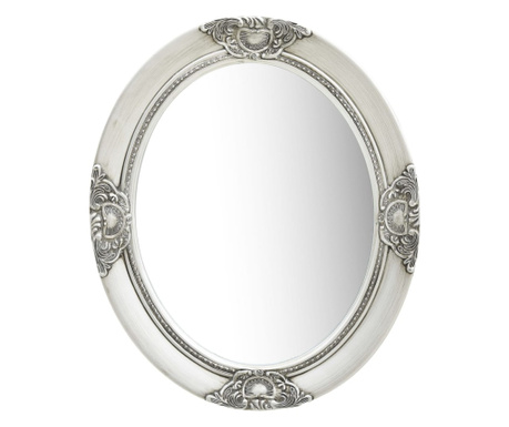 Стенно огледало, бароков стил, 50x60 см, сребристо
