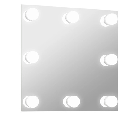 Стенно огледало с LED лампи, квадратно, стъкло