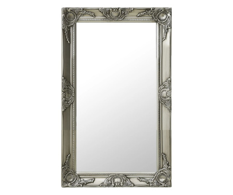 ezüstszínű barokk stílusú fali tükör 50 x 80 cm