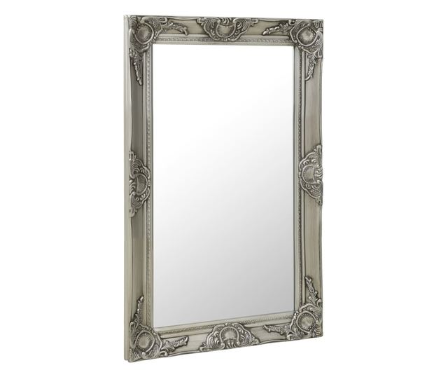 Oglindă de perete în stil baroc, argintiu, 50 x 80 cm