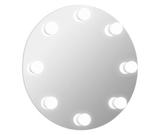 Стенно огледало с LED лампи, кръгло, стъкло