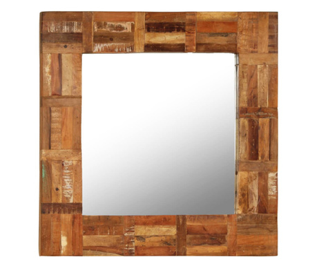 Огледало за стена, регенерирано дърво масив, 60x60 cм