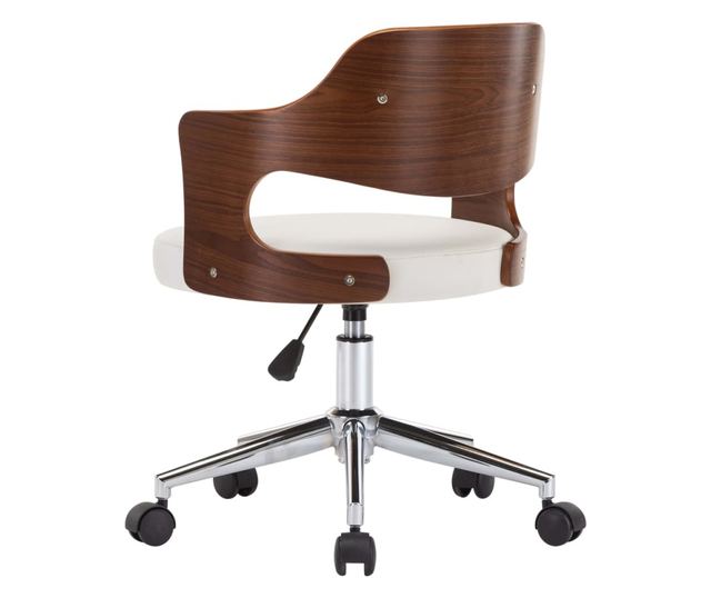 Vrtljivi stoli, 2 kosa, beli, upognjen les in umetno usnje