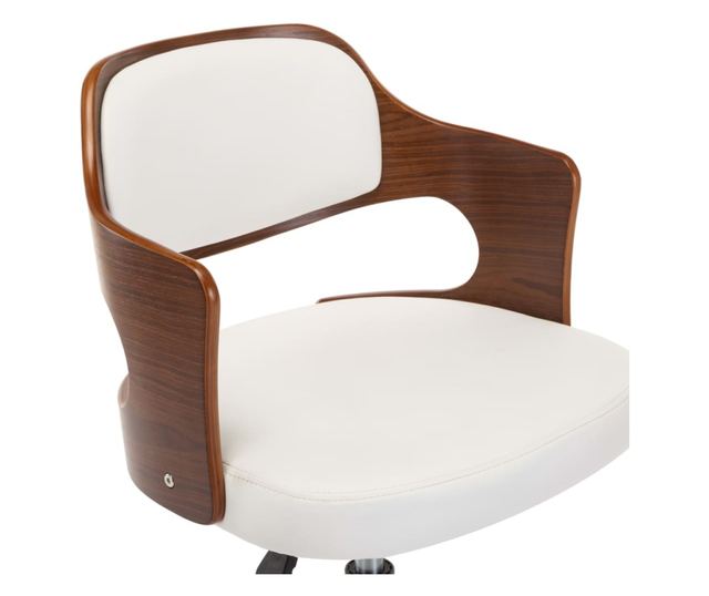 Vrtljivi stoli, 2 kosa, beli, upognjen les in umetno usnje