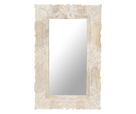 Огледало, бяло, 80x50 см, мангово дърво масив