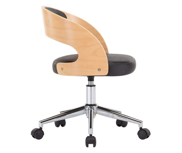 Vrtljivi stoli, 2 kosa, črna, upognjen les in umetno usnje