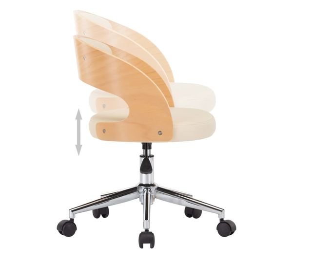 Vrtljivi stoli, 4 kosi, kremni, upognjen les in umetno usnje