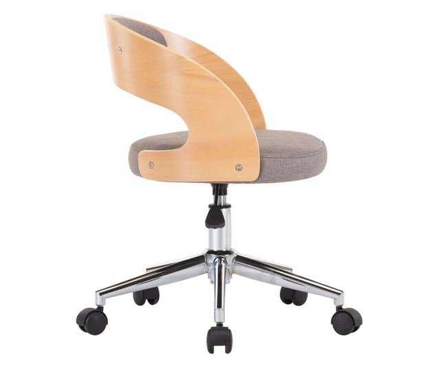 Vrtljiv jedilni stol siv taupe ukrivljen les/tkanina