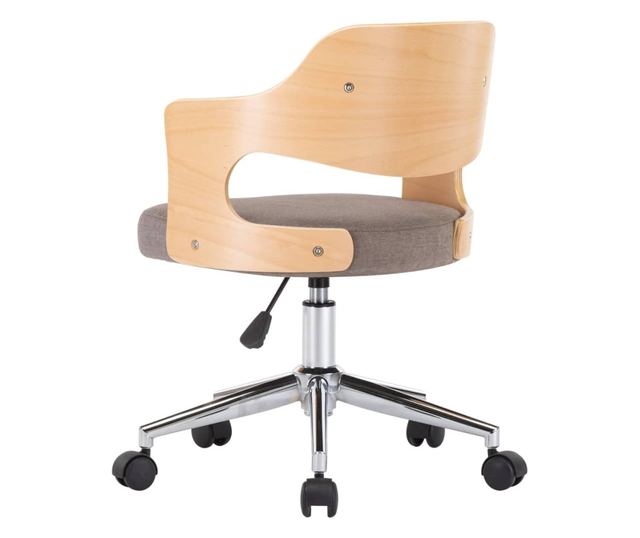 Vrtljiv jedilni stol, taupe siva, upognjen les/tkanina