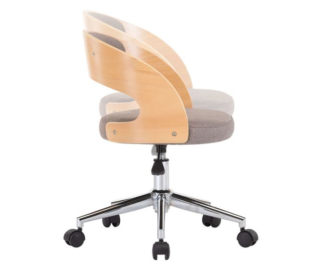 Vrtljiv jedilni stol siv taupe ukrivljen les/tkanina