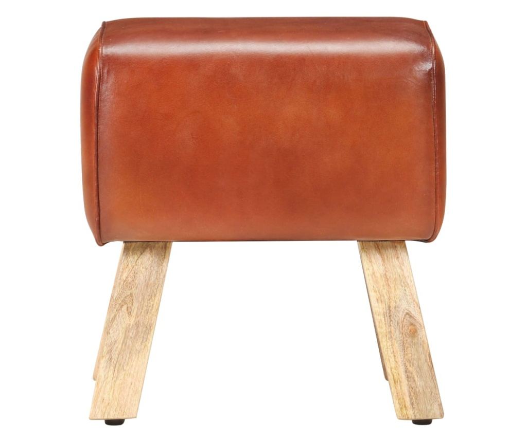 Telovadna klop 38 cm rjava pravo usnje in trden mangov les - 3
