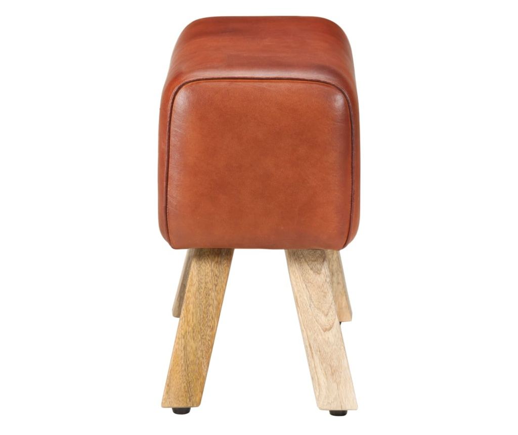 Telovadna klop 58 cm rjava pravo usnje in trden mangov les - 5