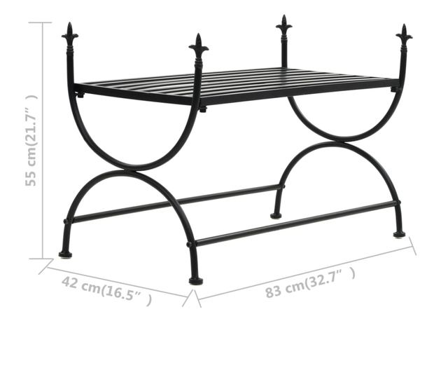 Klupa u starinskom stilu metalna 83 x 42 x 55 cm crna