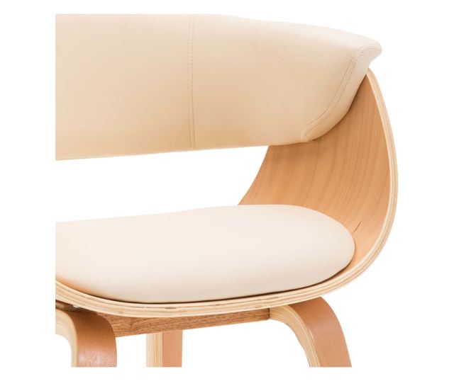 Kuhinjski stol, krem barva, upognjen les in umetno usnje