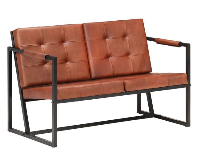 Canapea cu 2 locuri, maro, piele naturala de capra