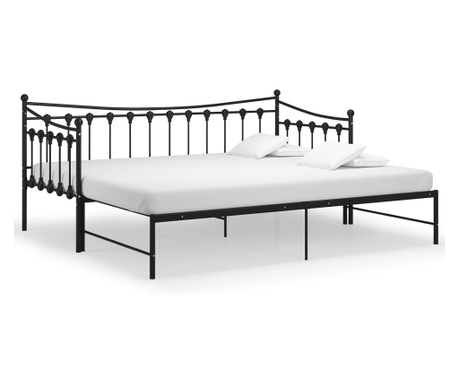 Рамка за легло, разтегателен диван, черна, метал, 90x200 см