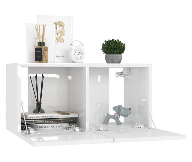 Set TV ormari, 10 komada, bijela ekstra sjajna, PAL